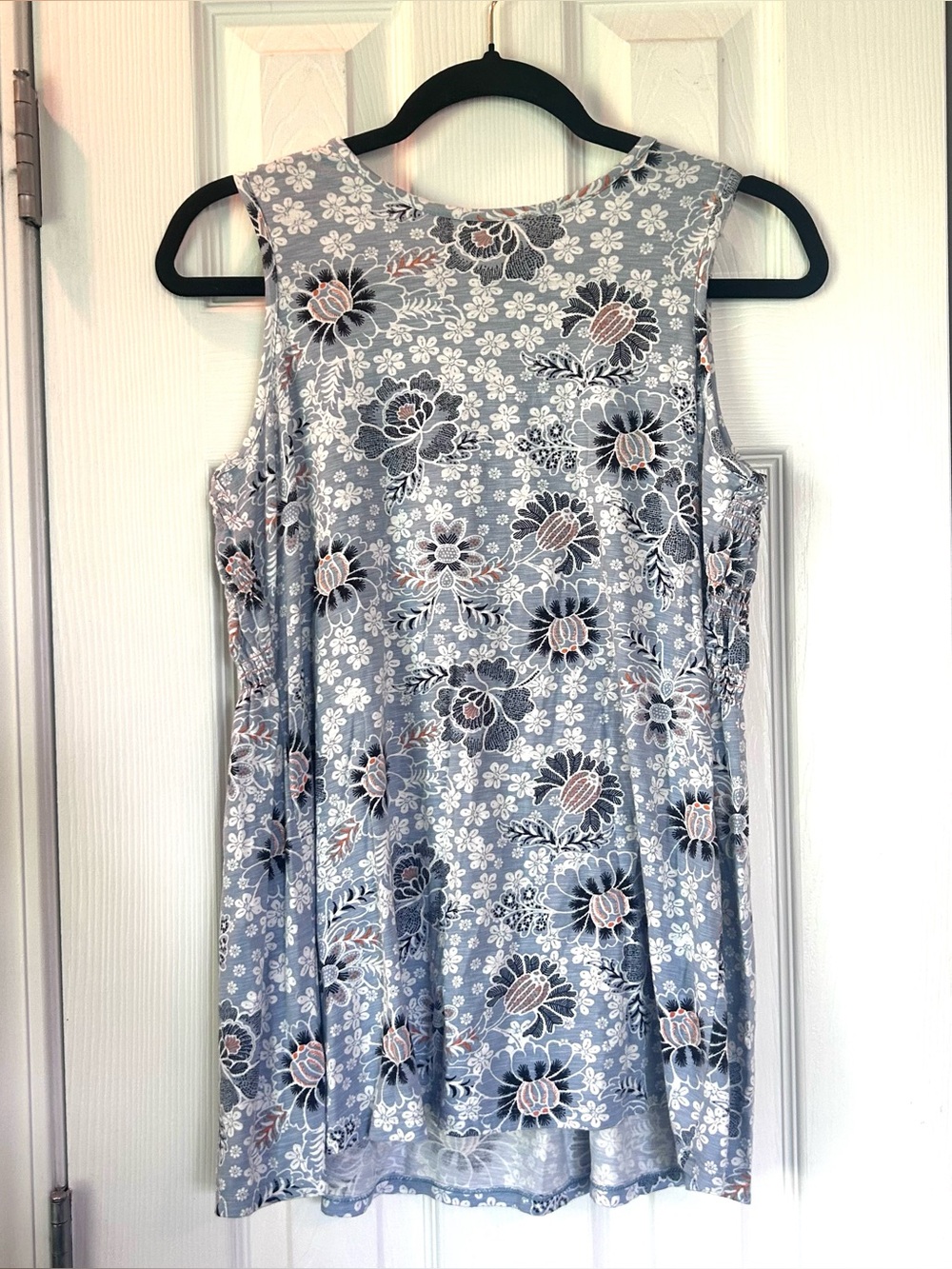 J. Jill Floral Sleeveless Smocked Top Women’s XS Blue Relaxed Fit